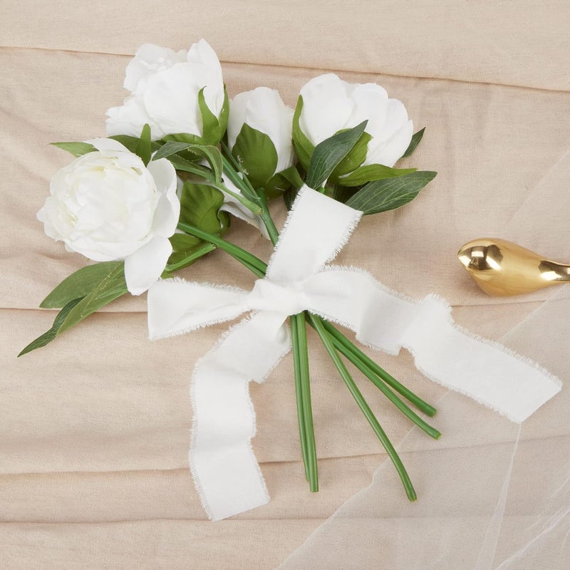 Keypan White Ribbon 1-1/2 x 15 Yards Handmade Cotton Frayed Fringe Fabric Ribbons for Crafts Flower Bouquets Wedding Baby Shower Home DIY Decor - Image 3